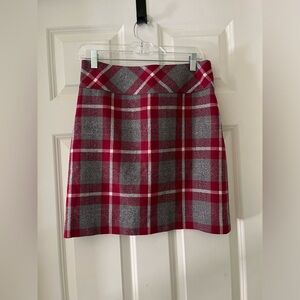 Eddie Bauer Straight Skirt  Red Gray Plaid Check Wool Blend Lined size 4
